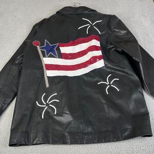 The Quacker Factory Leather Jacket 2X Patriotic USA Flag Sequins 4th of July